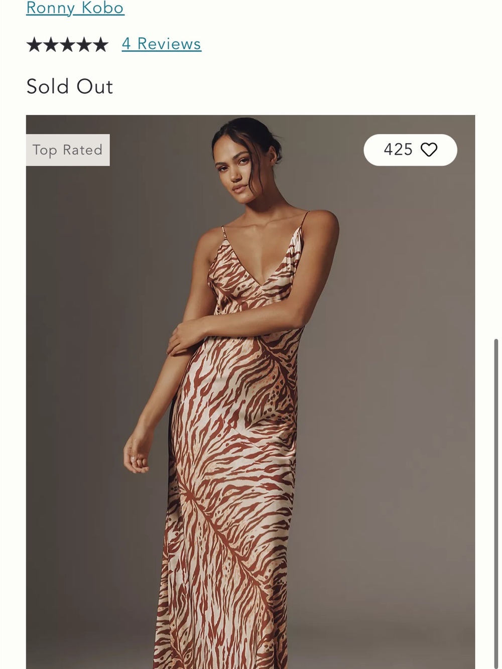 NWT Ronny Kobo Rowan Dress in Tiger Print